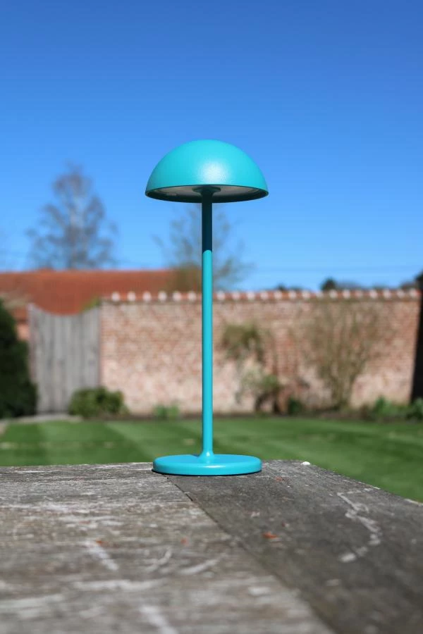 Lucide JOY - Lampe de table Intérieur/Extérieur Rechargeable - Batterie/Piles - Ø 12 cm - LED Dim. - 1x1,5W 3000K - IP54 - Turquoise - SFEER 3